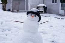 Snowman with a hat and carrot