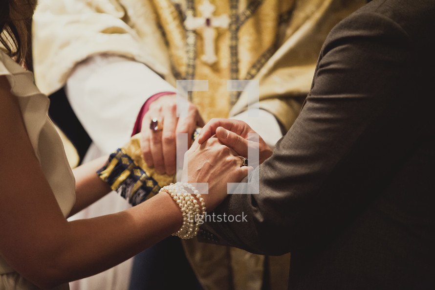 A wedding prayer with a priest