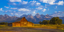 barn and mountain landscape 