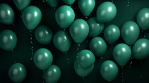 Party balloons background with green balloons. 