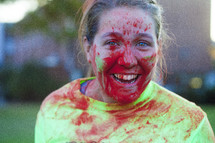 teen girl after a color run 