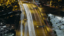 streaks of light from passing cars at night 