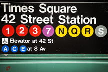 Times Square, 42nd street, sign in the subway