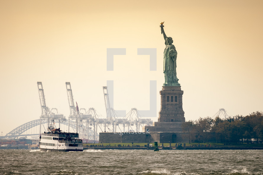 Statue of Liberty and ferry 