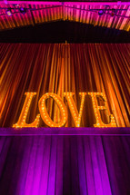 Illuminated "love" sign