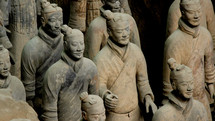 Terra cotta statues of Chinese warriors.