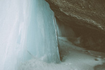 wall of ice in a cave 