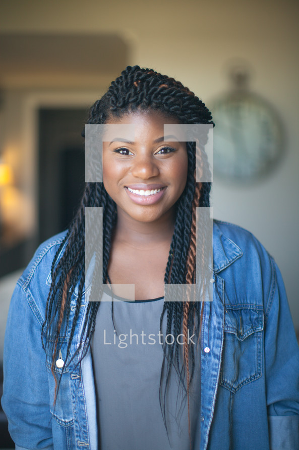 smiling face of a young african-american woman 