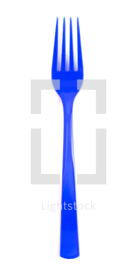 Blue fork on white background