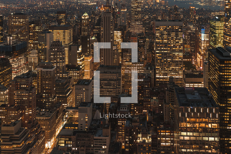 New York City cityscape at night 