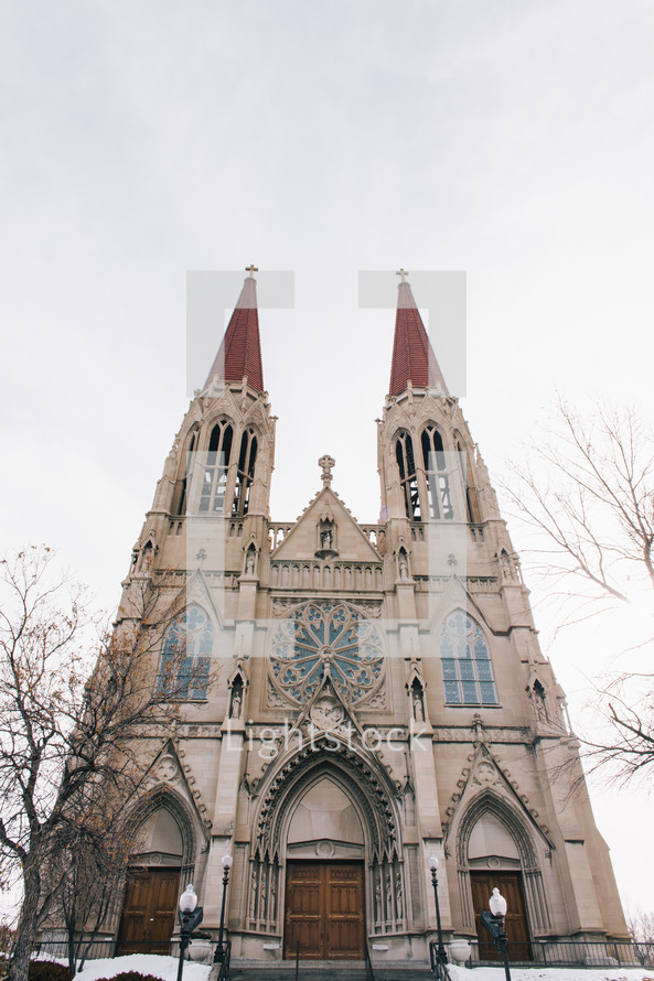 double steeples on a church 