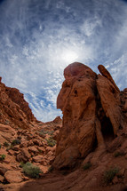 red rock formations and blue sky 