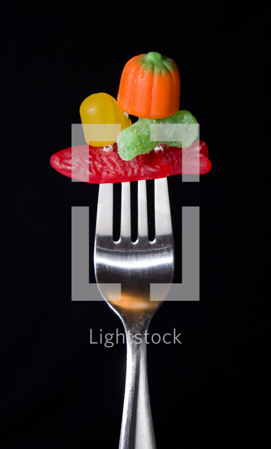 candy on a fork 