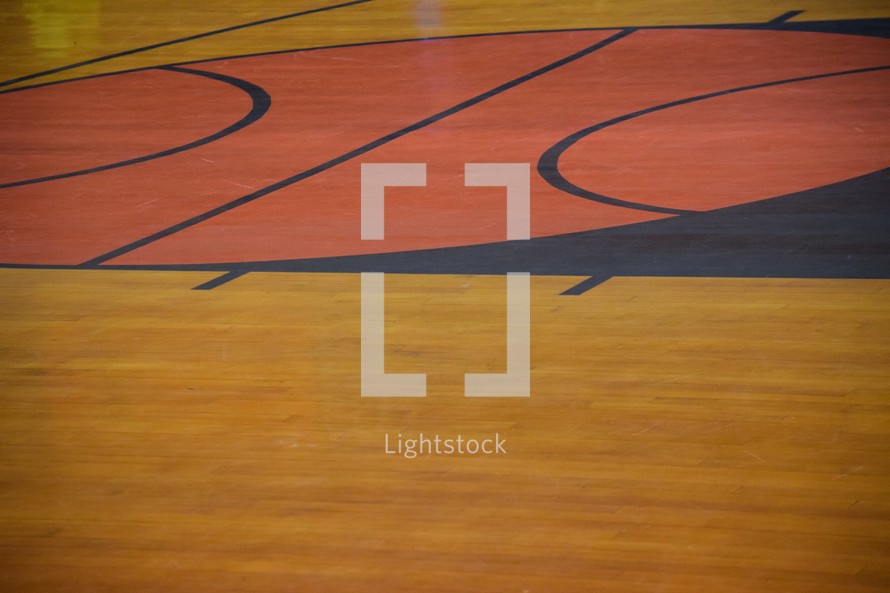 floor of a basketball court 