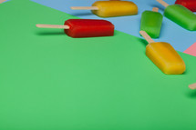 Brightly colored popsicles.