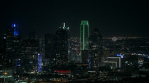 colorful city lights in Dallas at night 