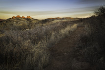 Golden light hits the hogbacks of the Devils Backbone, a popular hiking destination in Northern Colorado