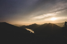 mountain silhouettes at sunrise 