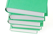 stack of green books 