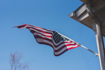 American flag on a house 