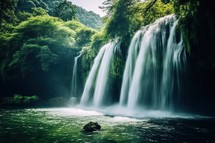 Beautiful waterfall in deep forest. Waterfall in deep forest.