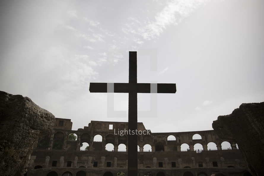 Martyrs cross in the Coliseum in Rome