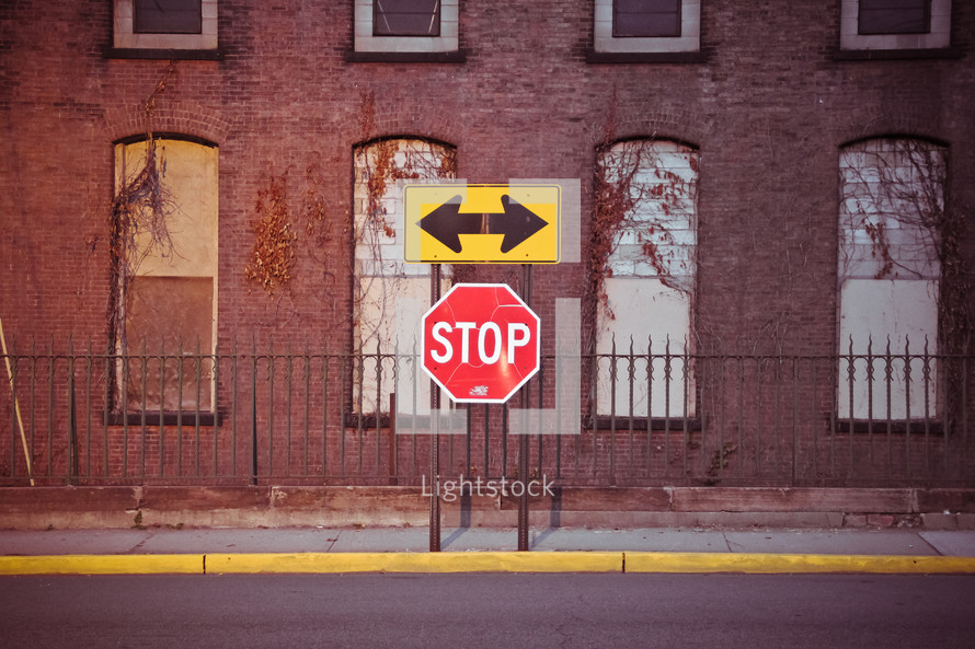 street sign and stop sign 