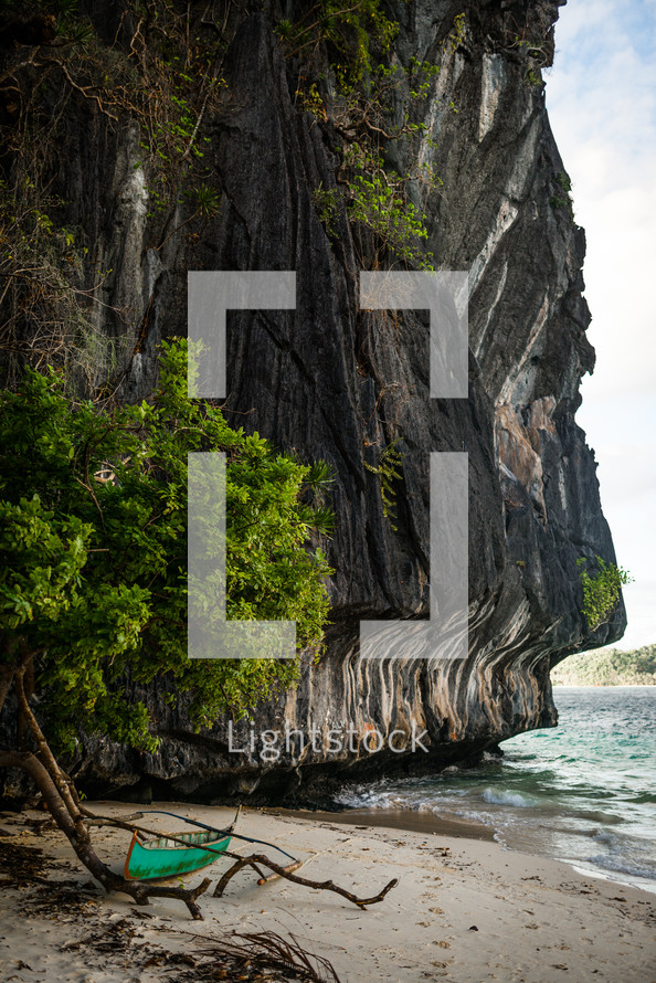 cliffs and beach in Palawan Islands, Philippines 
