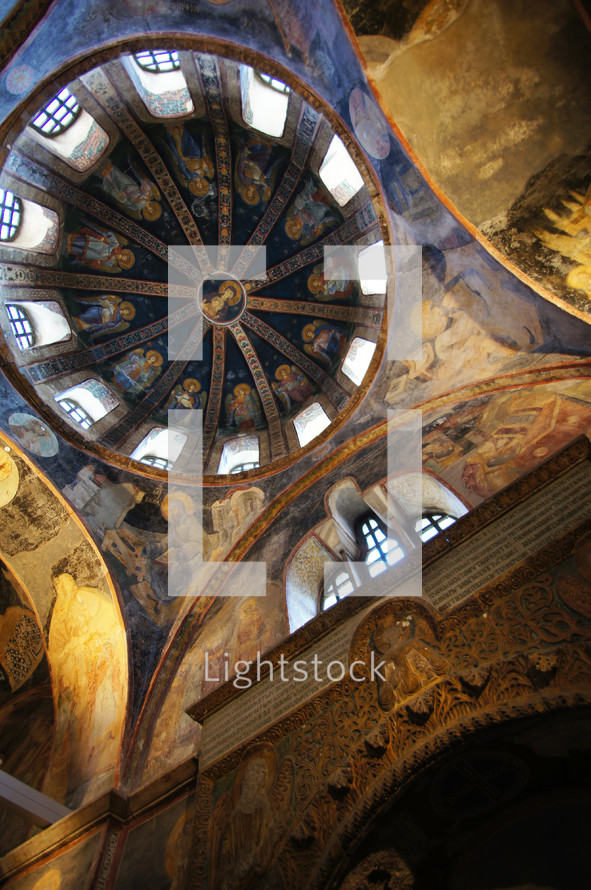 paintings of Jesus on a church dome