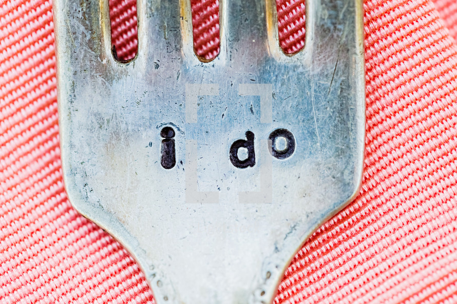 Fork engraved with "I Do"