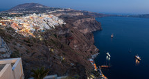 view of Fira with cruise ships