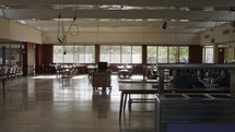 A large dinning hall closed due to coronavirus outbreak