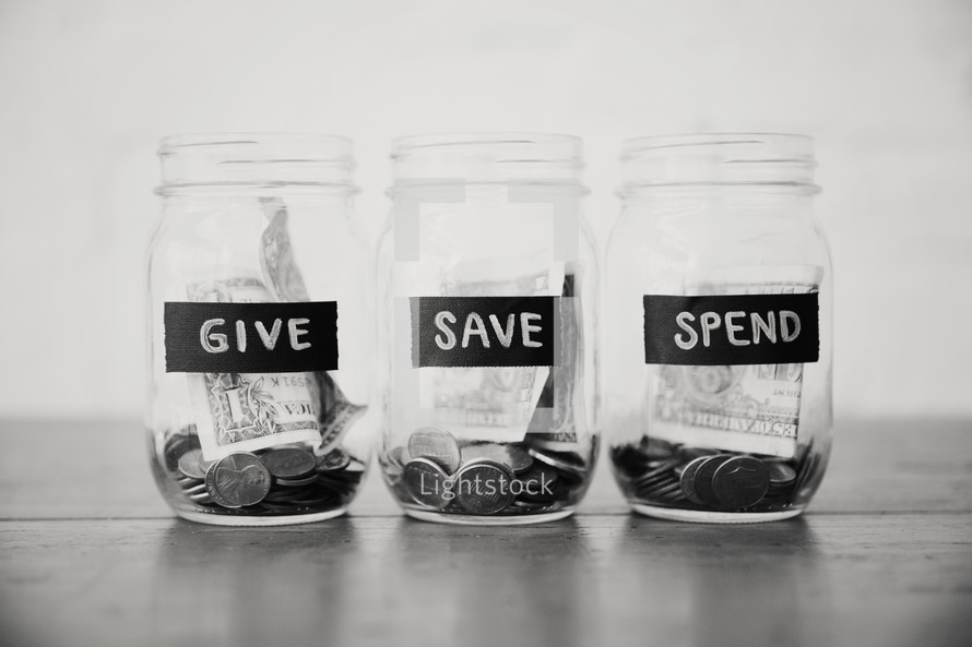 Give, Save, Spend money jars 