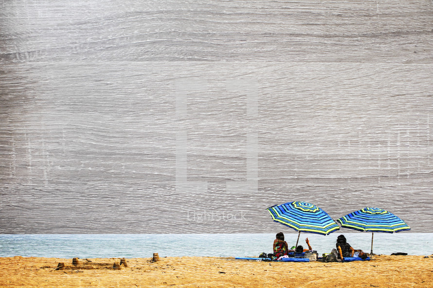 layered background with beach scene 