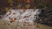 Devil's Den State Park Cascade Waterfalls and River Lake during Autumn Fall Foliage Arkansas USA