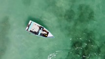 aerial view over a boat 