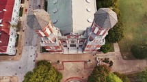 Birds eye view of the Shrine of St. Joseph Catholic Cathedral Church in Downtown Saint Louis, Missouri with green trees.