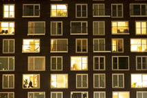 apartment windows at night 