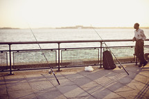 Fishing on a pier