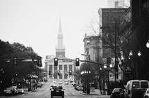 church at the end of a city street in downtown Shreveport, LA