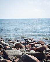 A pebble and stone beach 