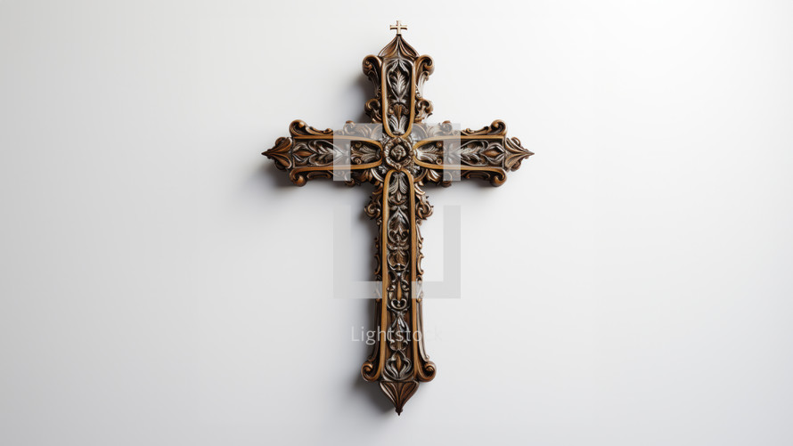 The Pilgrim cross is made of wood and metal. 
