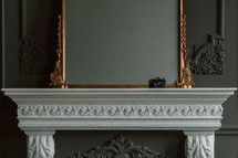 mirror on a mantle 