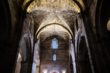 stone brick ceiling in an ancient church in Jerusalem 