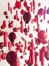 red chimes and ornaments 