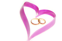 pink ribbon and wedding bands 