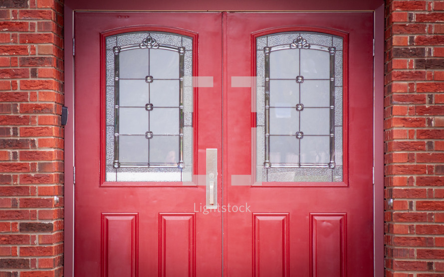 red double doors 