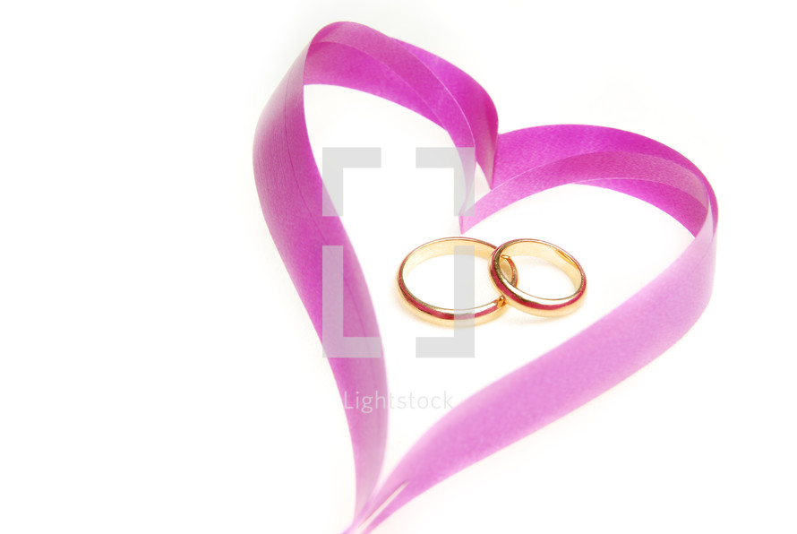 pink ribbon and wedding bands 