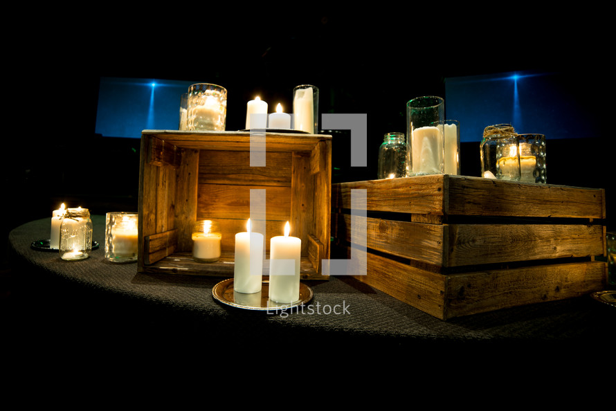 candle display on stage 