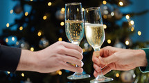 Celebrating Christmas and new Year with a toast